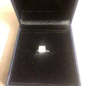 Charles & Colvard cushion 14 KW gold moissanite